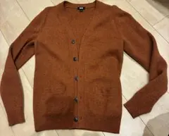 UNIQLO プレミアムラムVネックカーディガン　オレンジ