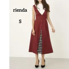 【rienda】 スリットプリーツハイウエストサスペンダースカート