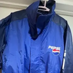 90’s PEPSI ナイロンジャケット ブルー　希少 縦ロゴ　フード付き