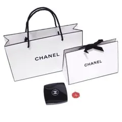 CHANEL コンパクトミラー カメリア チャーム ショップ袋2点付き セット