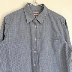 McGREGORマックレガー ネイビーホワイトチェック 長袖シャツブラウス 　L