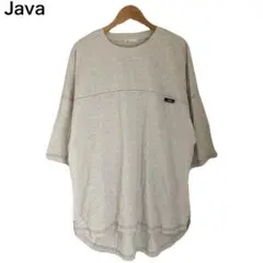 ジャバ　ワンポイント　刺繍ロゴ　コットン　グレー　半袖　Tシャツ　丸首　XLのサムネイル