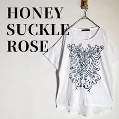ハニーサックルローズ　刺繍モチーフ半袖プルオーバー　シアーTシャツ　L　ホワイトのサムネイル