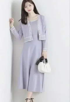 新品　プロポーションボディドレッシング　バイカラーアンサンブルニットワンピース