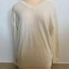 PLST ウールカシミヤ　Vネック　ニット　アイボリー色　Mサイズ