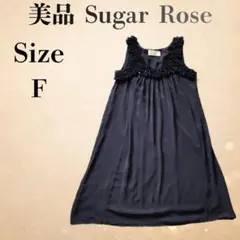 美品シュガーローズ ビジュー＆フラワーモチーフ シフォンワンピース ネイビー Fのサムネイル