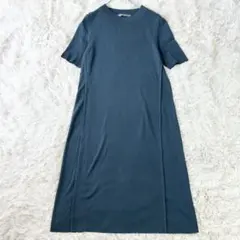 theory luxe ニットワンピース 38 ブルー 半袖 ロング Aライン