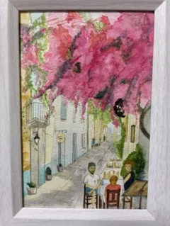 水彩画　風景画　額付き