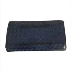 M*i様 BOTTEGA VENETA ネイビー 編み込みレザー長財布