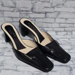 GUCCI グッチ ミュール サンダル パンプス ヒール メタルロゴ レザーのサムネイル