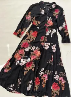 ZARA WOMAN ザラ 花柄 フラワー ロングシャツワンピース　S