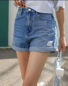 ライトブルー ダメージ加工 ショートパンツ（専用）
