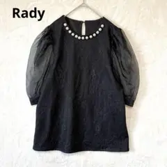 Rady レディー／カットソー ブラウス M レース シフォン 5分袖 パールのサムネイル