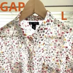 【GAP】ボーイフレンドフィット フラワープリント 長袖シャツブラウス　L