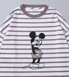 ディズニー　別注 MickeyボーダープリントロングスリーブTシャツ