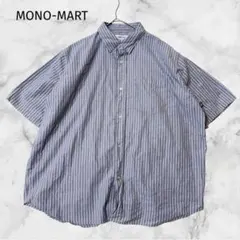 ＊MONO-MART＊【L】青白ストライプ半袖シャツ　オンオフ　ゆるだぼ　大きめ