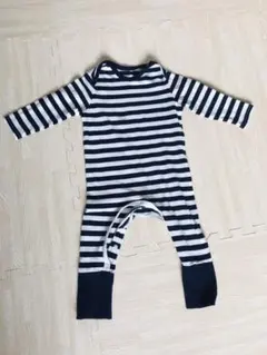 無印良品　長袖　ボーダーロンパース　70-80