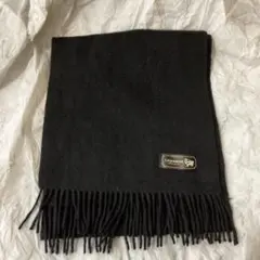 CASHMERE 黒 カシミヤ マフラー フリンジ付き