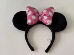 ミニー　カチューシャ　ピンク　リボン　スパンコール