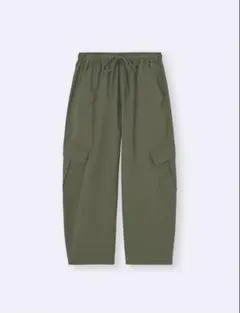 GU カーゴパンツ カーキ ウエストゴム