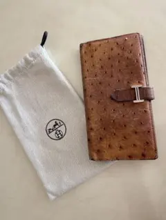 良品【HERMÈS／エルメス】オーストリッチ ベアンクラシック 長財布