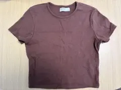 Bershka リブ半袖Tシャツ ブラウン XLのサムネイル