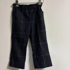 ネイビー チェック柄 ロングパンツ