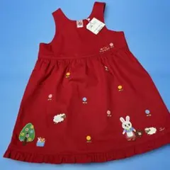 新品タグ付❤️ミキハウス❤️うさこの可愛いジャンバースカート❤️100㎝❤️赤