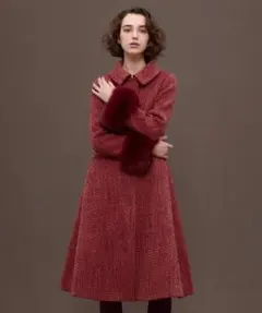 Lily Brown レザーパイピングケープコート 千鳥柄 - メルカリ