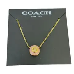 ネックレス COACH coach コーチ 丸 ペンダント アクセサリー ピンク