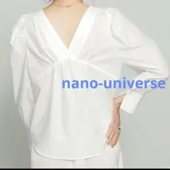 nano-universe ギャザーパフスリーブブラウス