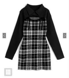 GRL チェック柄フロントオープンニットミニワンピースru1373
