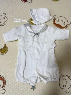 セレモニードレス ホワイト 60-80cm 帽子付き