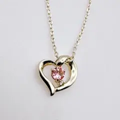 【4℃】シルバー ハートモチーフ ピンクトルマリン ネックレス 42cm