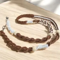 カラー変更可能　パラコード スマホショルダーストラップ　ブラウン