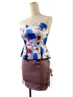 ほぼ新品【Bay-B Club】 フラワープリントベアワンピ キャバ パーティー