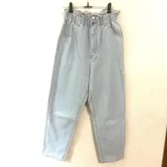 【値下げ】WEGOウエストゴム ハイウエストデニムパンツ M ライトブルー 淡色