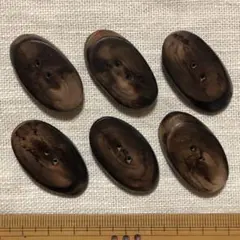 木のボタン　桜枝楕円焦がし3.5cm B(6個)