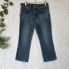 E775 シーセブンティーン ヒゲ加工 クロップド デニム パンツ Sのサムネイル