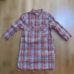 Levi'sリーバイス　オレンジ系チェック柄七部袖シャツチュニックワンピースのサムネイル