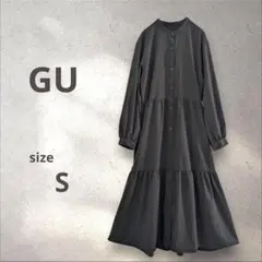 ジーユーGU ティアードシャツワンピース S　ブラック　長袖