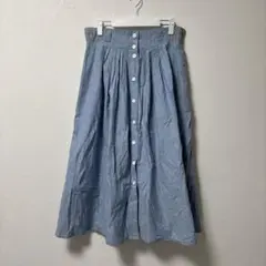 ブルー　ロングフレアースカート　春服　レディース