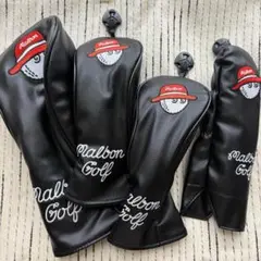Malbon ゴルフ ブラックヘッドカバー4点 完売必至⭐黒×赤 美品✨