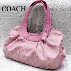 COACH コーチ がま口 シグネチャー ショルダー レザー エルゴ ピンク