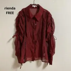 リエンダrienda レッド　ショルダードローストリボンブラウス　FREEのサムネイル