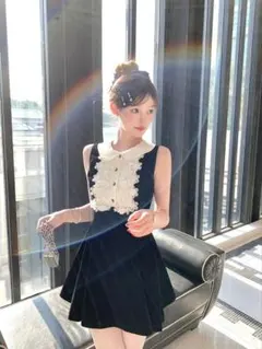 miu miu ブラック ワンピース 36 極美品✨ MIU MIU ミュウミュウ ワンピース 白襟 黒 36 - メルカリ