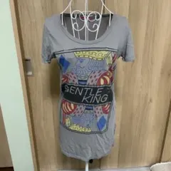 【Anna Kerry】トランプ柄 半袖裾長Tシャツ グレーのサムネイル
