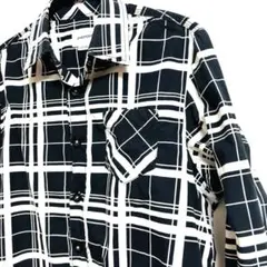 ENERGIE エナジー 長袖チェックシャツ メンズXS Mサイズ相当白黒のサムネイル