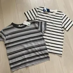 西松屋　半袖tシャツ　夏服　綿100% 2枚セット　ボーダーストライプ　シンプルのサムネイル