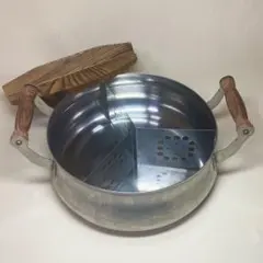 昭和レトロ おでん鍋 湯豆腐 仕切付両手鍋 木蓋 26cmのサムネイル